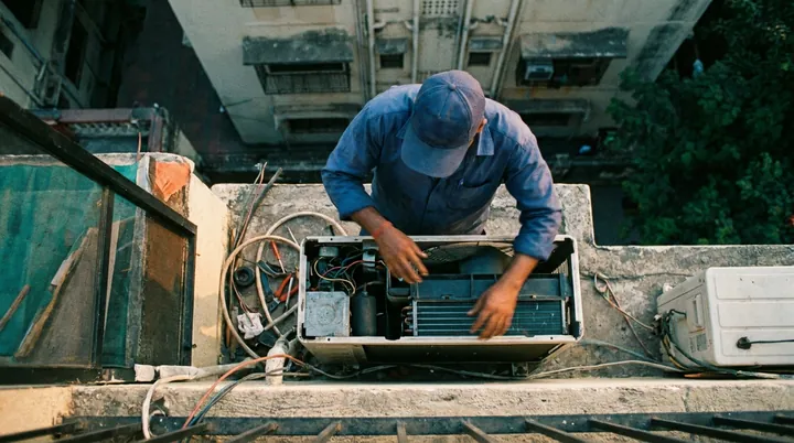Air Conditioner repair in progress
